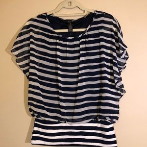 Navy and white blouse